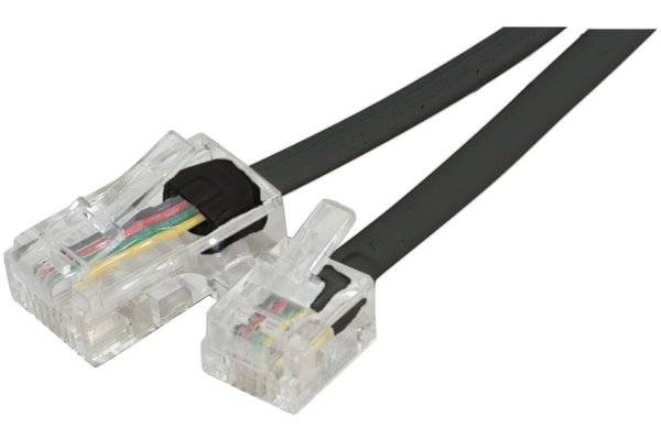 Cordon téléphonique RJ11 / RJ45 noir - 7 m-0