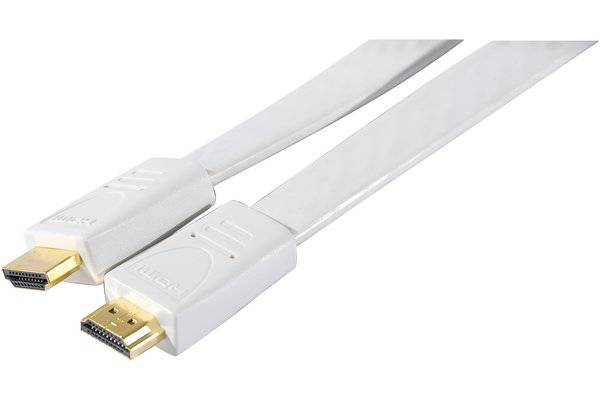 Cordon HDMI haute vitesse plat blanc - 3m-0