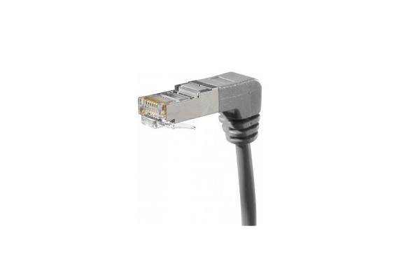 Cordon RJ45 catégorie 6A S/FTP coudé bas sur 1 côté gris - 0,7 m-0