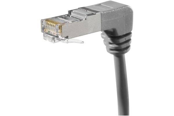 Cordon RJ45 catégorie 5e F/UTP coudé bas gris - 1 m-0