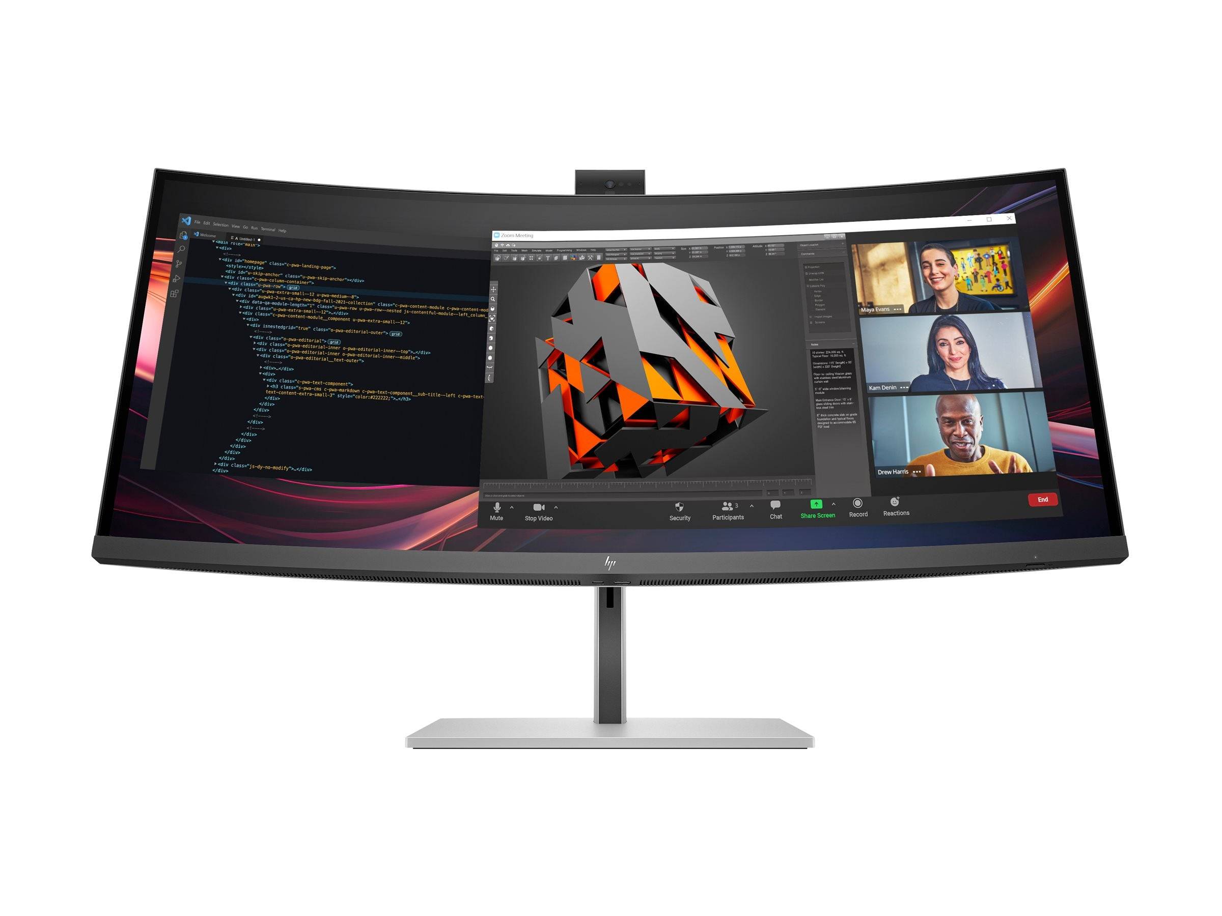 HP Écran incurvé Series 7 Pro LED - 734pm avec webcam 5 Mpx WQHD 34p 3440 x 1440 HDMI DP USB-C Thunderbolt 4 3/3/0-0