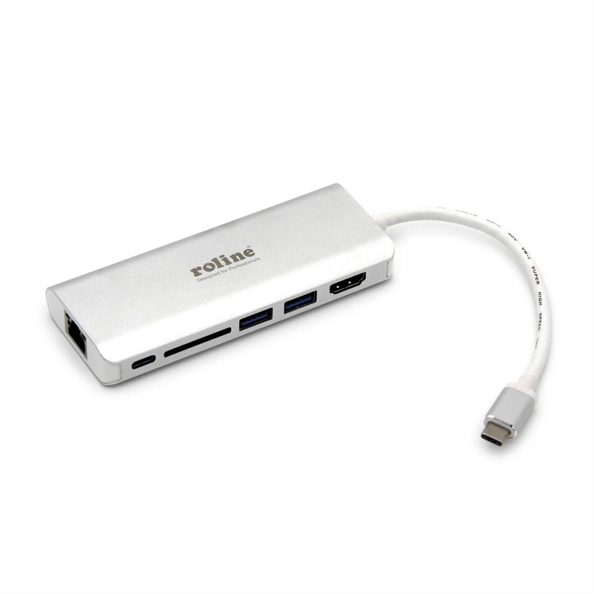ROLINE Station d'accueil USB type C, 4K HDMI, 2x USB 3.2 Gen 1,1x lecteur SD/MicroSD, 1x USB-C PD, 1 x Gigabit Ethernet-0