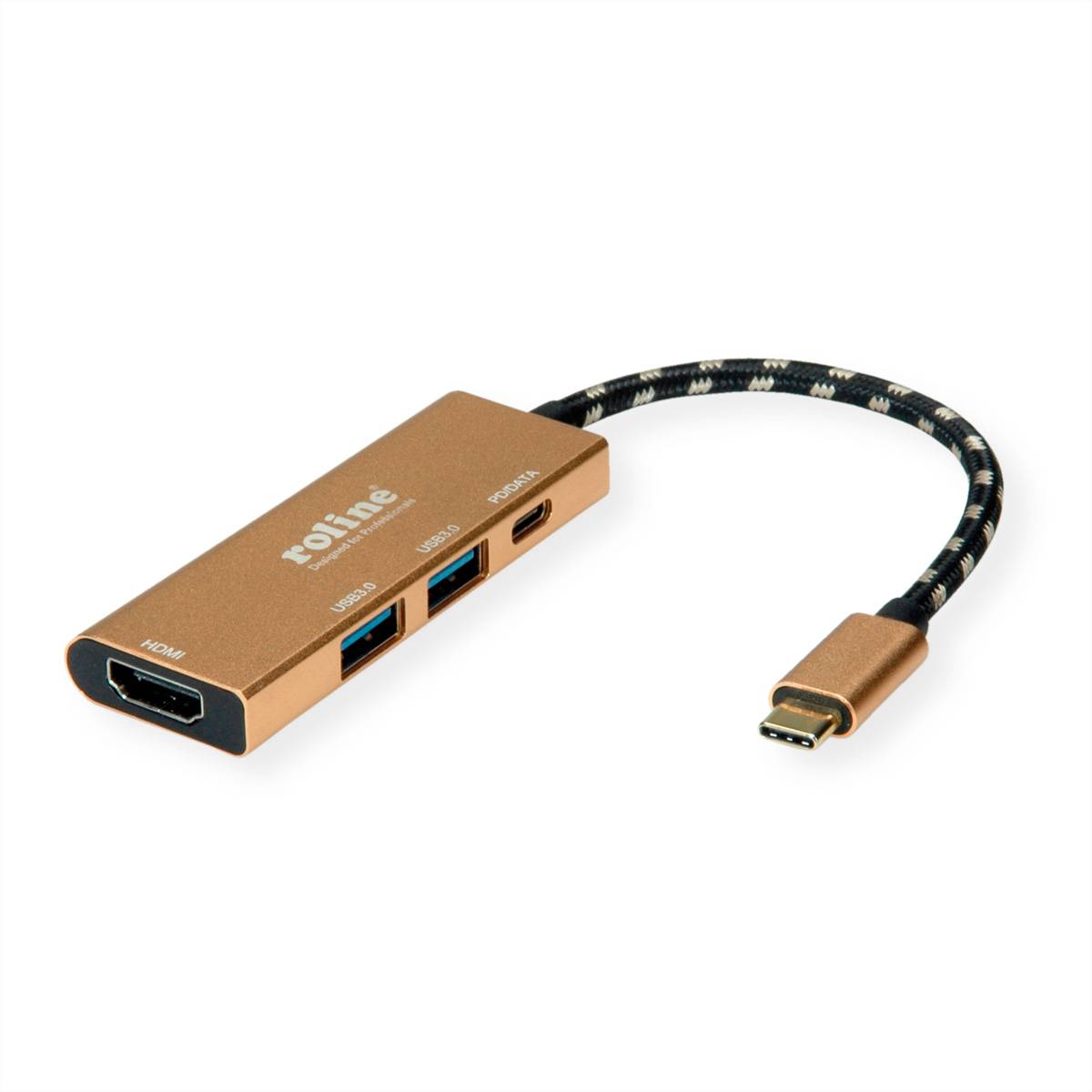 ROLINE GOLD Station d'accueil USB-C, 4K HDMI, 2 ports USB 3.2 Gen 1, 1x USB type C PD (Power Delivery)-0