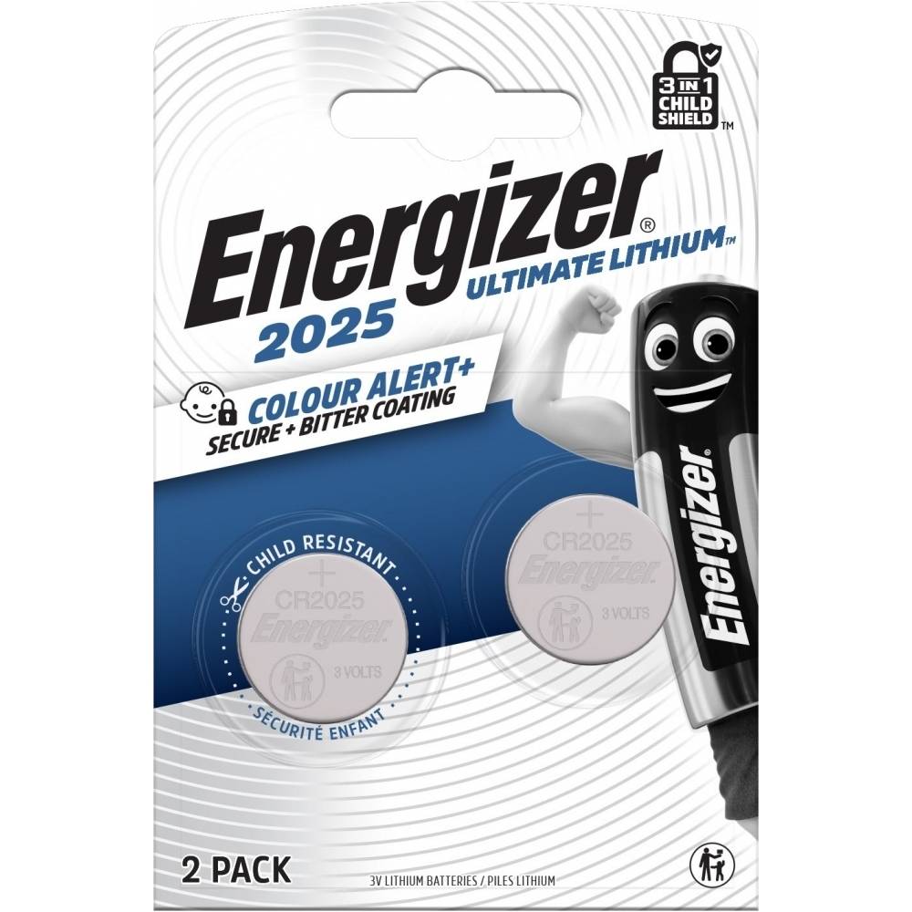 Pile Energizer Lithium, Pile bouton, CR2025, 3V Ultimate Lithium, Blister de vente au détail (paquet de 2)-0