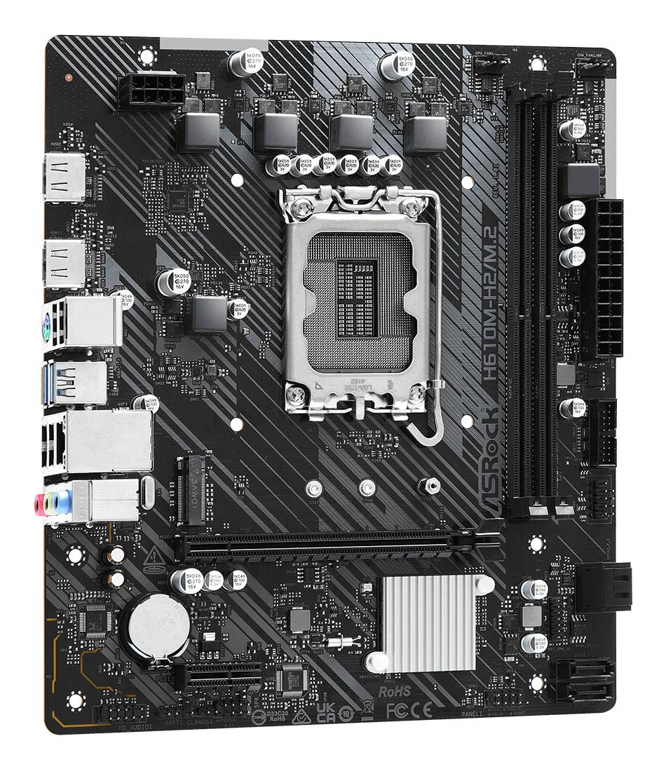 Asrock H610M-H2/M.2, Intel, LGA 1700, Intel Core i3 12th Gen, Intel Core i3 13th Gen, Intel Core i3 14th Gen, Intel Core-3