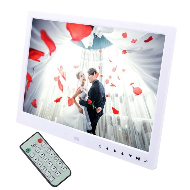 Cadre Photo Numérique 13 Pouces LED Avec Télécommande USB SD Musique Vidéo Blanc YONIS-0