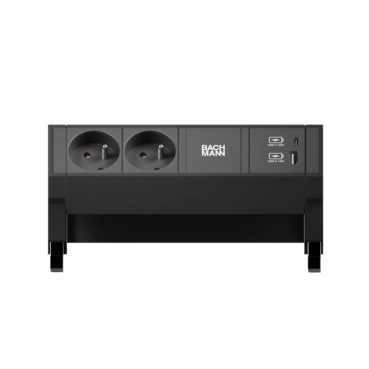 BACHMANN DESK 2 Bloc multiprise 2x UTE, 1x USB A&C 22W, noir, 0,2 m-3