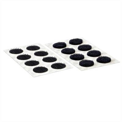 VELCRO® Boutons ronds 16mm x 16 noirs, crochets & velours autocollants-0
