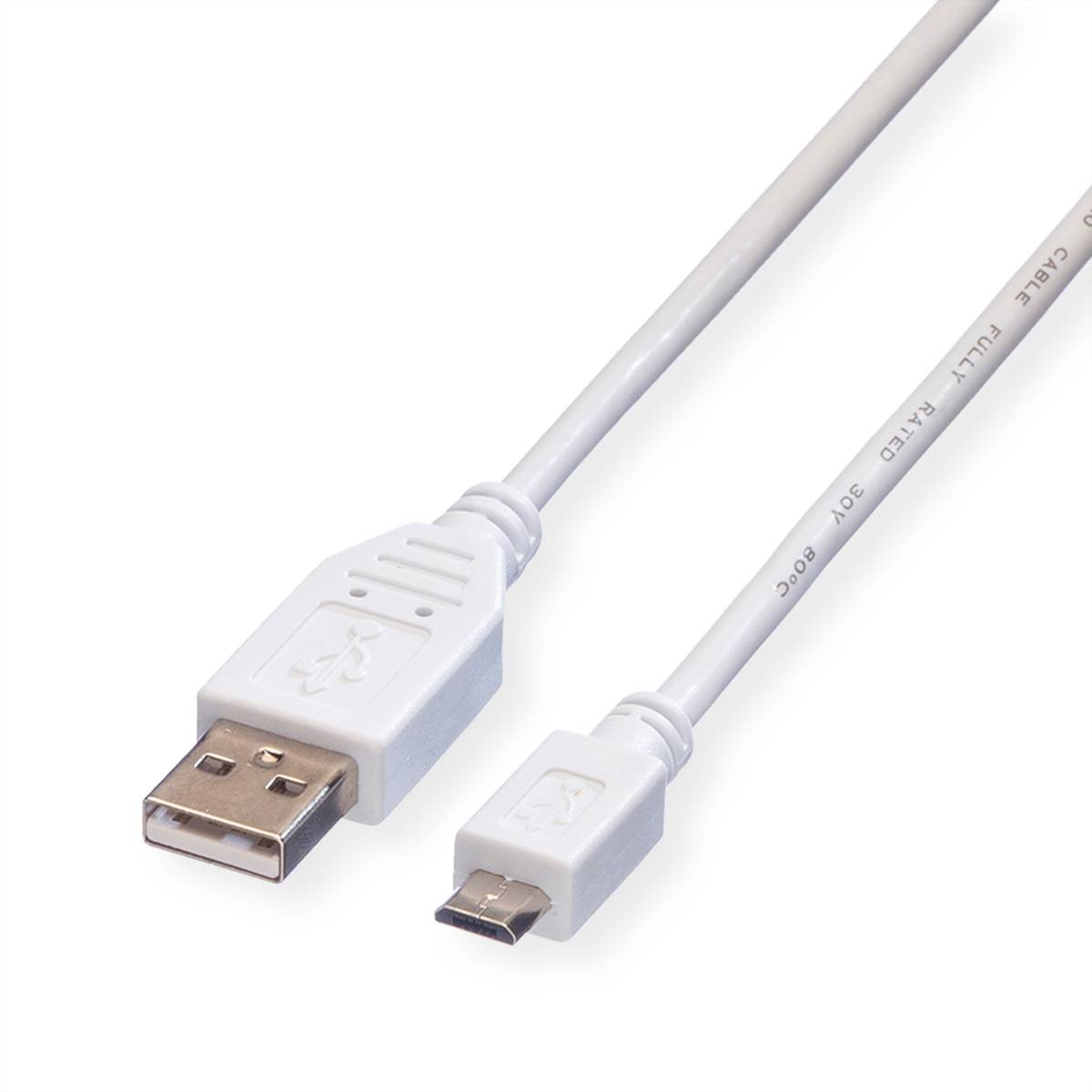VALUE Câble USB 2.0, USB A mâle - Micro USB B mâle, blanc, 1,8 m-0