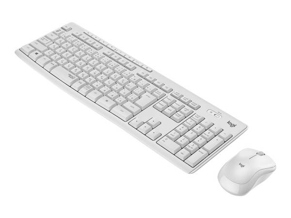 Logitech MK295 Silent, Taille réelle (100 %), Sans fil, RF sans fil, AZERTY, Blanc, Souris incluse