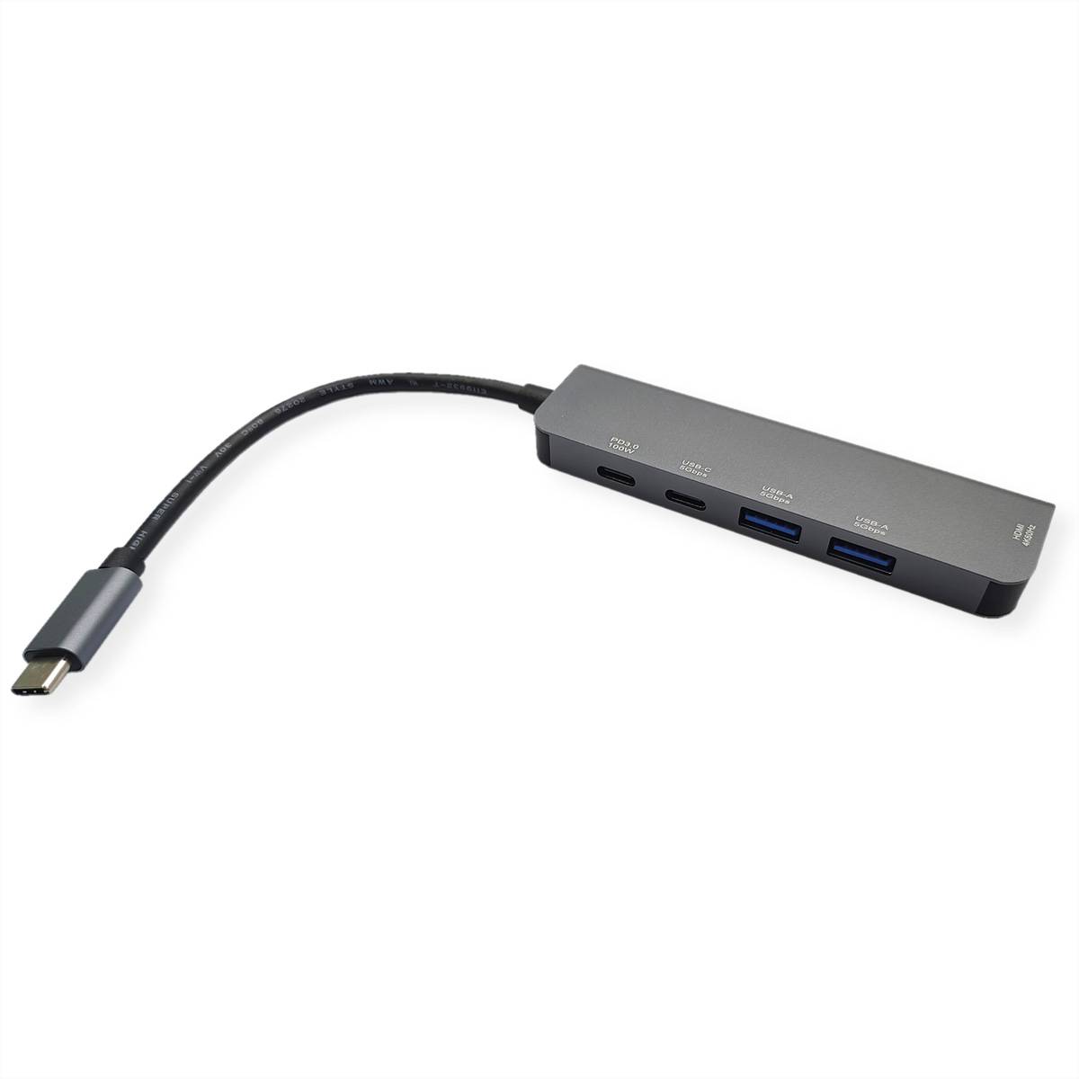 VALUE Station d'accueil USB type C, HDMI 4K60, 3x USB3.2 Gen1 (1x C + 2x A), 1x PD-0