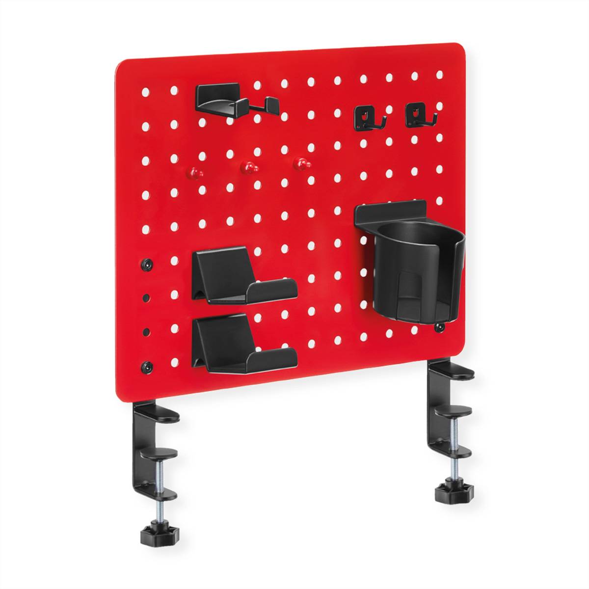 VALUE Panneau perforé, fixation par pince, rouge-0