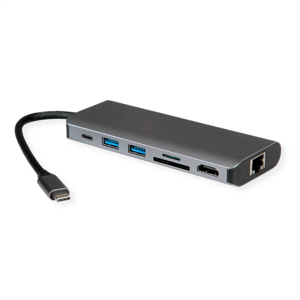 ROLINE Station d'accueil USB type C, HDMI 8K30, 2x USB3.2 Gen1 (A), 1x PD, 1x LAN, SD/MicroSD-0