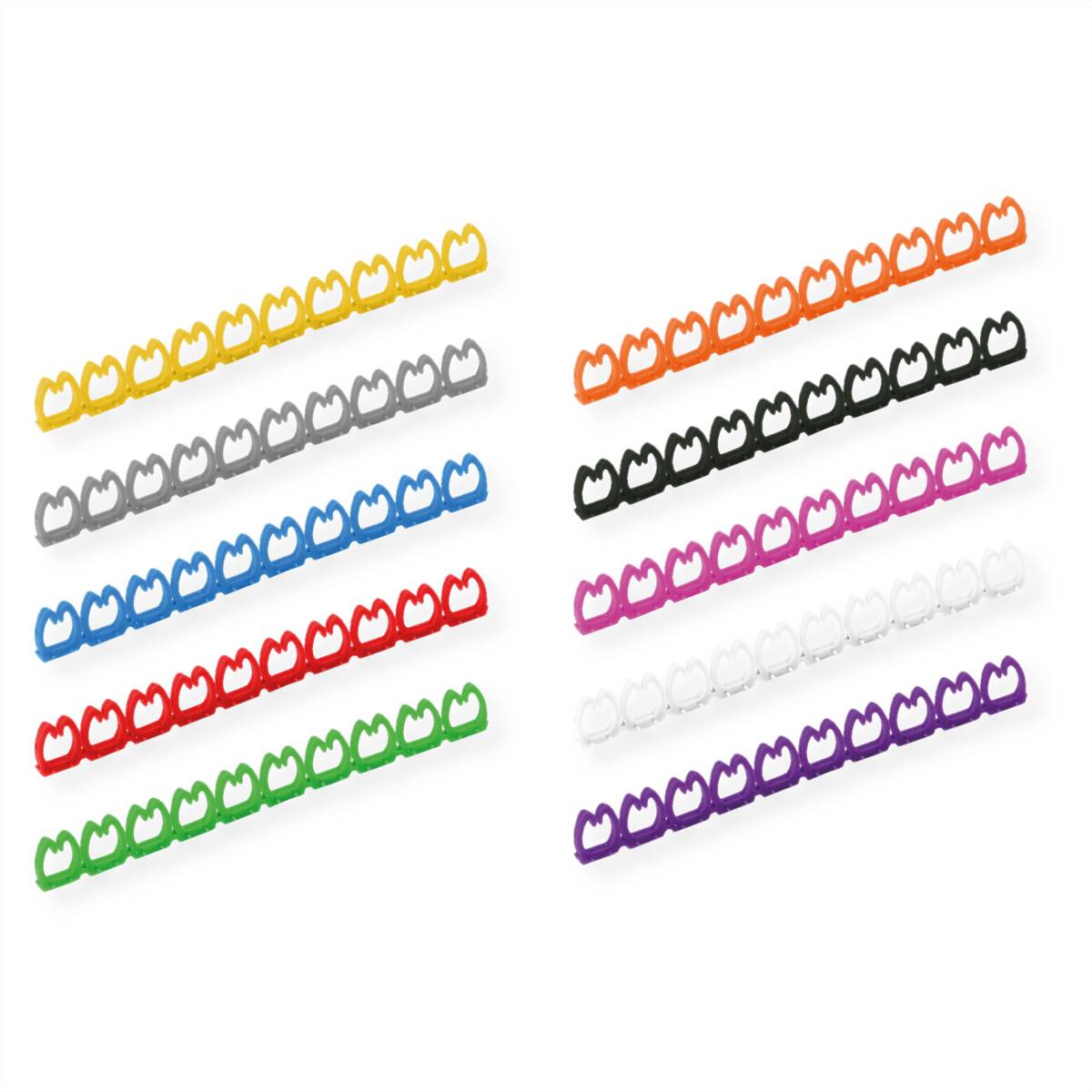 VALUE Set de marqueurs pour câbles patch, 10x 10 pièces, 5 - 6,5 mm, multicolore-0