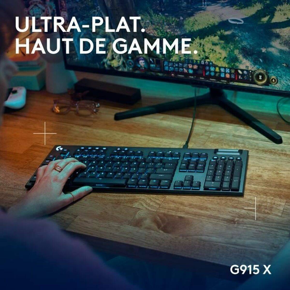 Logitech G G915 X, Avec fil, USB, Clavier mécanique, AZERTY, LED RGB, Noir-1
