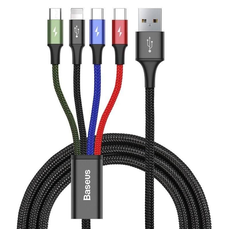 Câble 4-en-1 Lightning/2 USB-C/Micro-USB vers USB-A Fast Charge 3,5A 1,2m-0