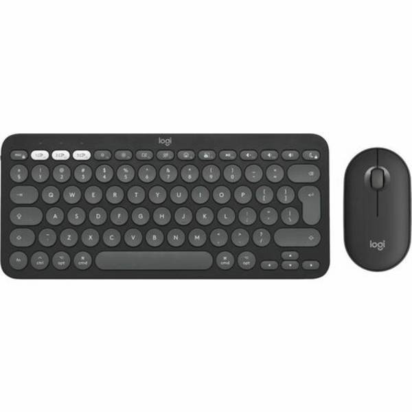 Logitech 920-012214, Sans fil, RF sans fil + Bluetooth, Commutateur de touche « ciseaux », AZERTY, Graphite, Souris incl