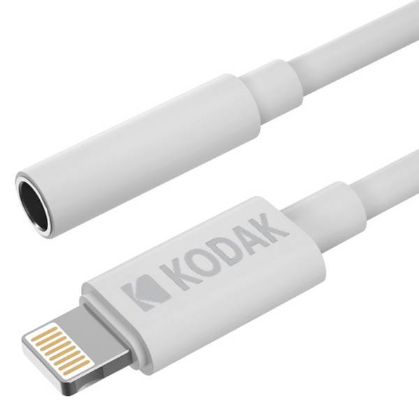 KODAK Câble AUX vers Cable Chargeur iPhone/iPad Lightning 1m - Connectivité Audio Haute Qualité, Son Clair et Net - Bla