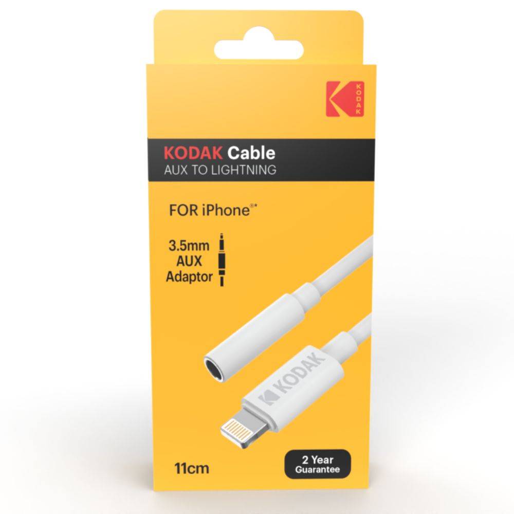 KODAK Câble AUX vers Cable Chargeur iPhone/iPad Lightning 1m - Connectivité Audio Haute Qualité, Son Clair et Net - Bla-1