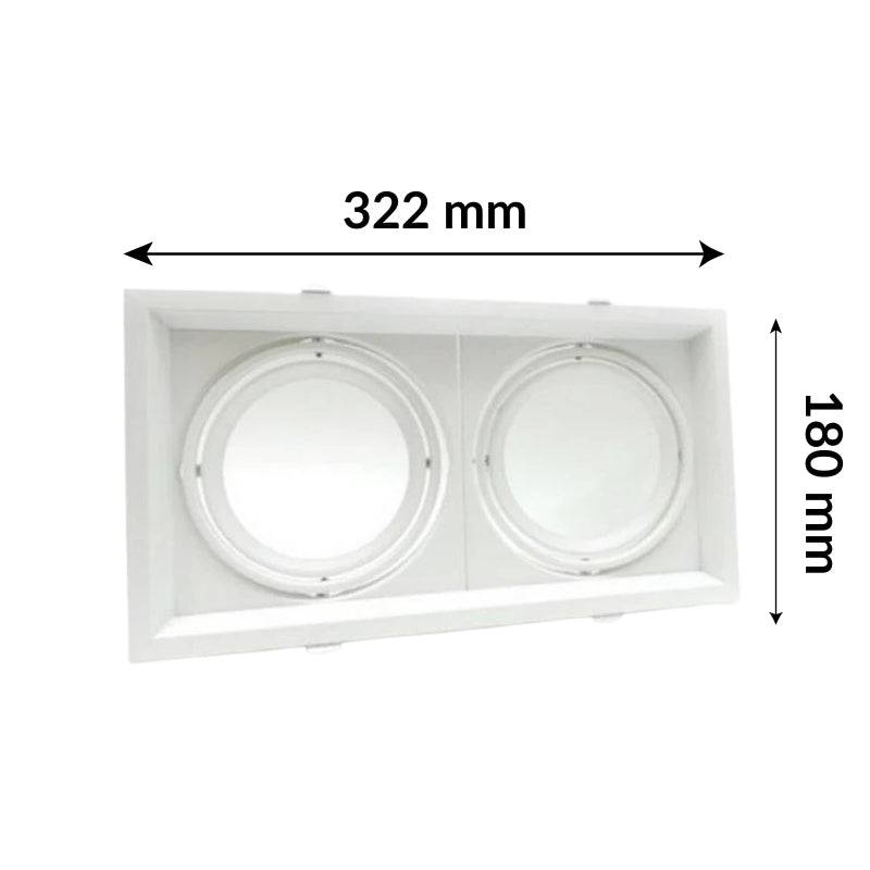 Kit Support Double AR111 Encastrable Orientable avec Ampoules LED 20W - Blanc Neutre 4000K - 5500K - SILAMP-2