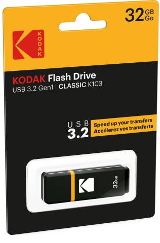 KODAK Clé USB 32Go K100 - USB 3.1, Transfert Ultra-Rapide, Compatibilité Universelle, Design Compact et Durable - Noir-0