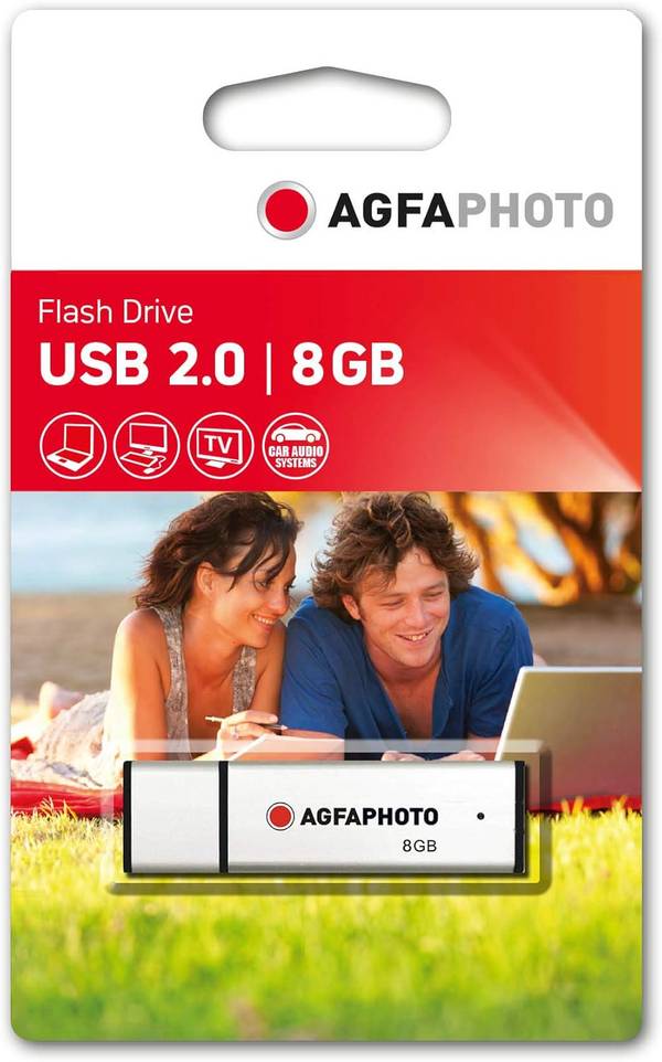 AGFAPHOTO Clé USB 2.0 8 Go - Vitesse de Lecture 15MB/s, Vitesse d'Écriture 5MB/s, Mémoire Flash, Connectivité USB, Modè