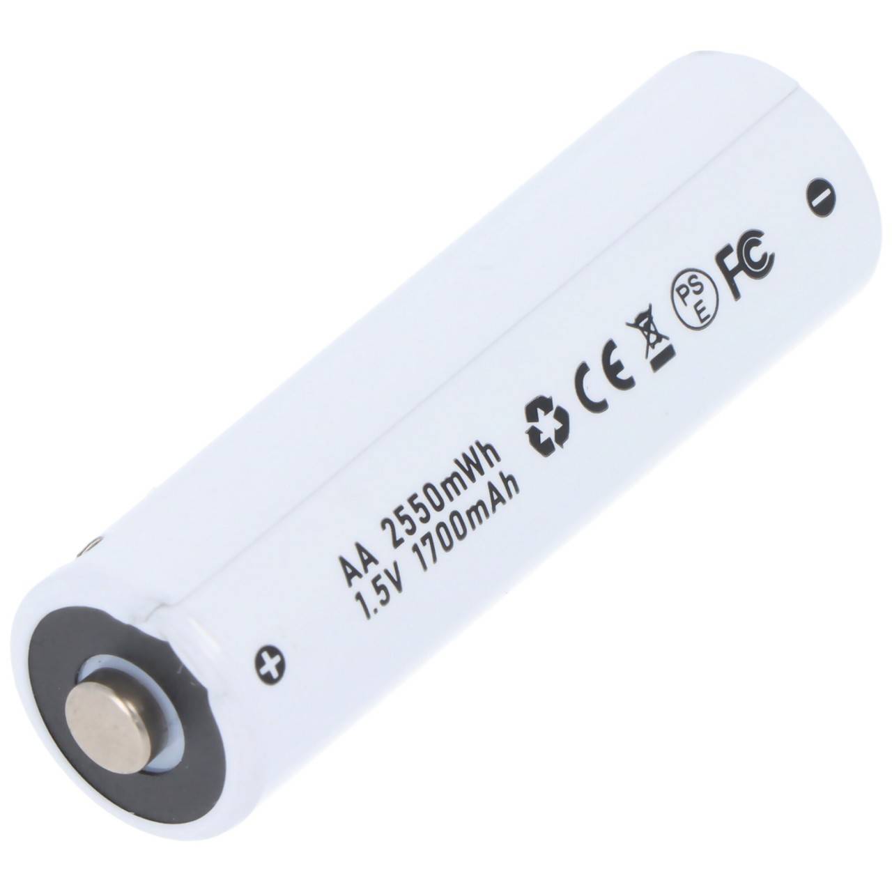 Pile ronde 14500, AA, Li-ion, 1,5 V, 1 700 mAh, 2,55 Wh, avec port de chargement USB-C-3