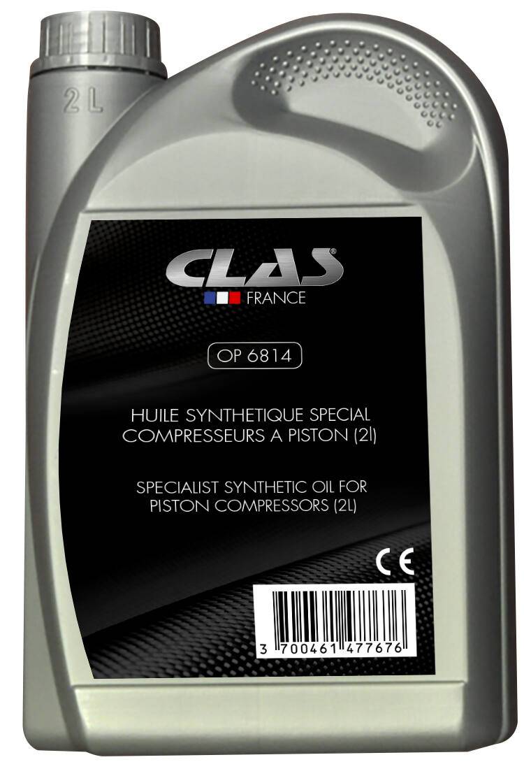 Bidon 2L d'huile synthétique spéciale compresseurs à piston - OP 6814 - CLAS Equipements-0