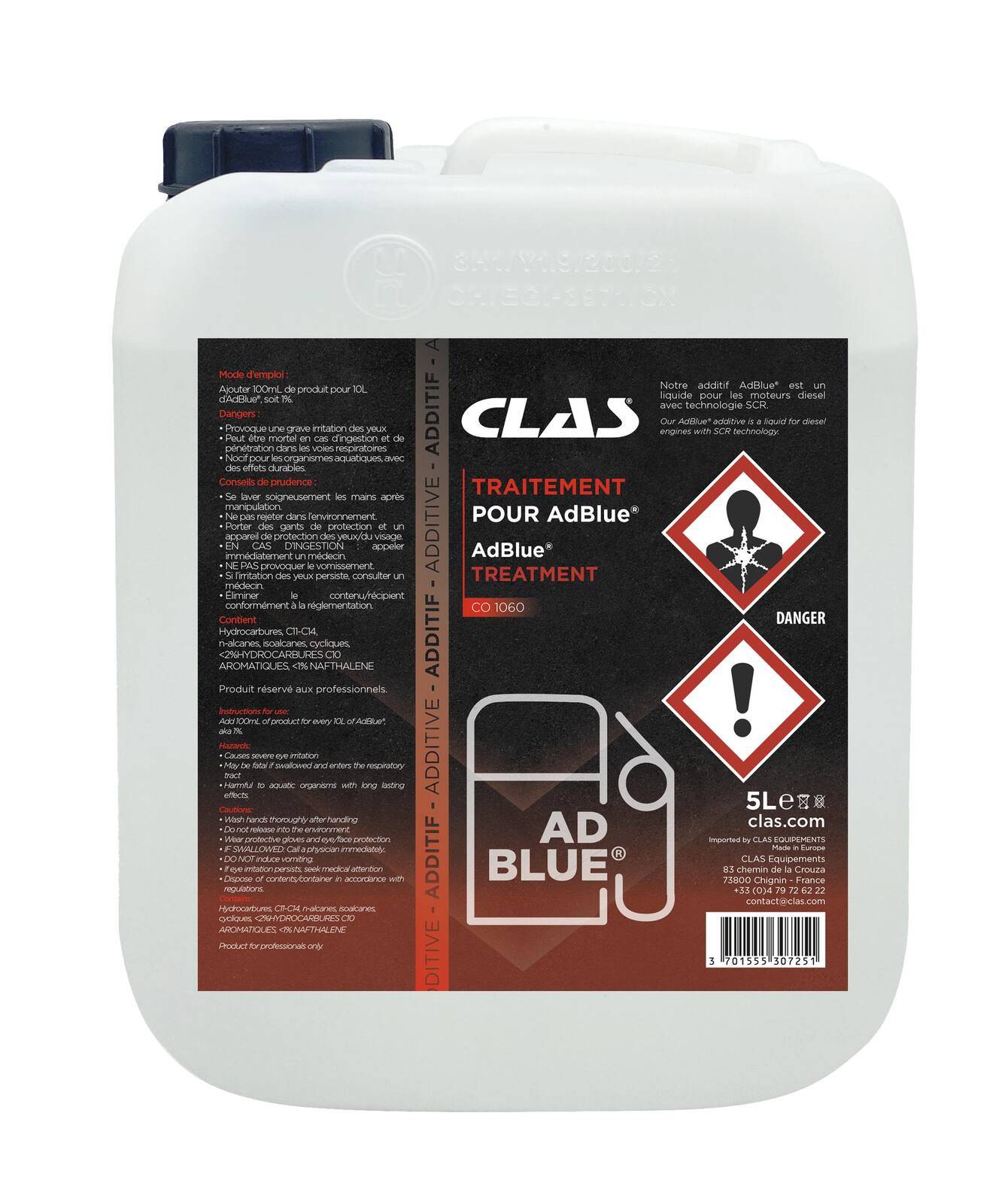 Bidon 5L additif anti-cristallisant AdBlue - CO 1060 - CLAS Equipements-0