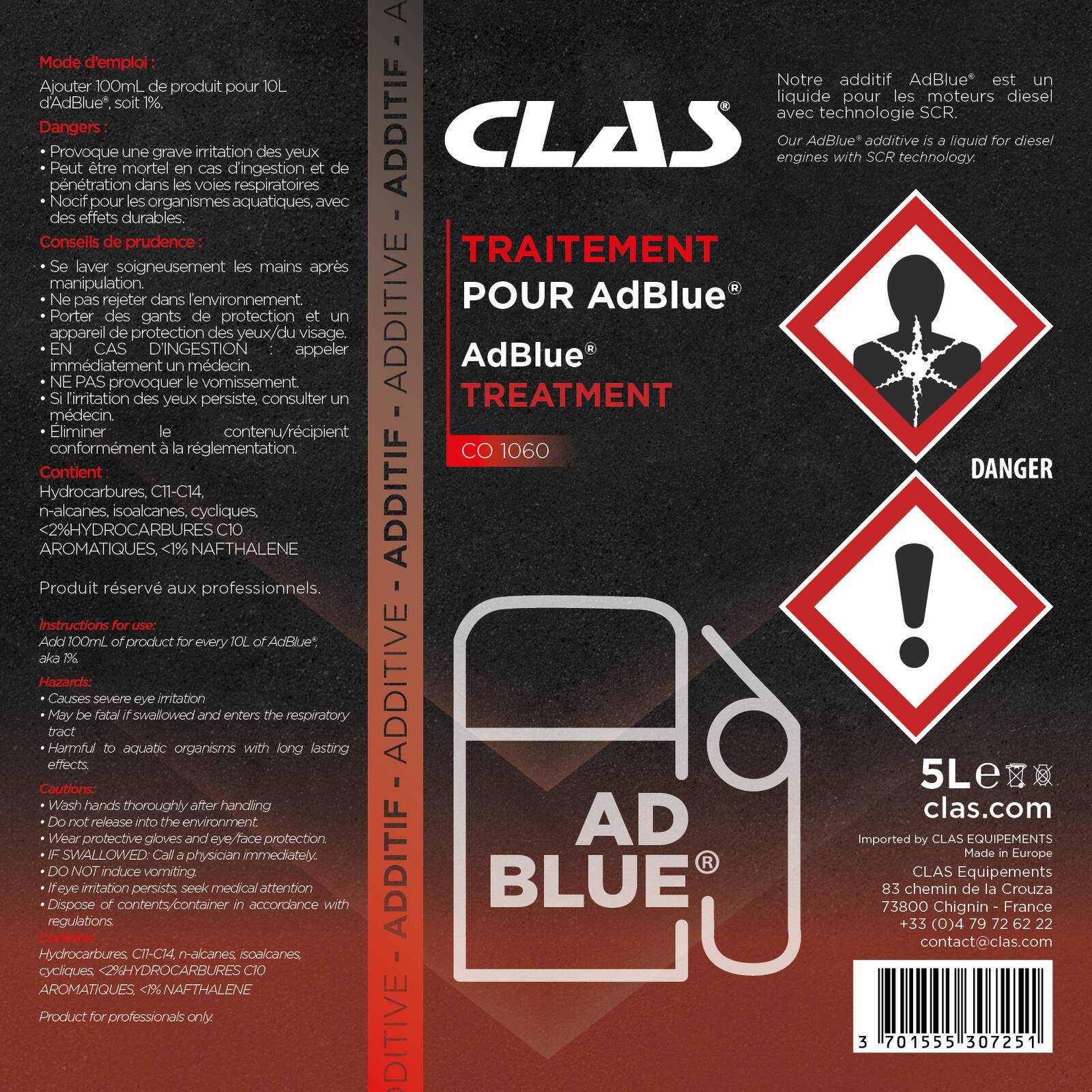 Bidon 5L additif anti-cristallisant AdBlue - CO 1060 - CLAS Equipements-2