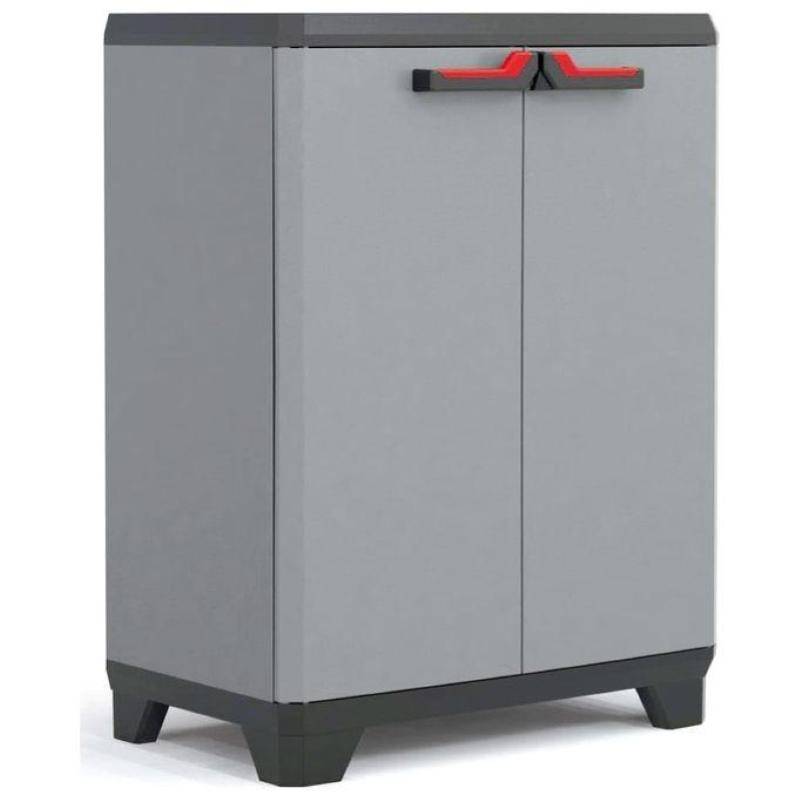 Armoire basse de Rangement Multifonctions Résine Étagères et Pieds 39 x 68 x 90 cm KETER-0