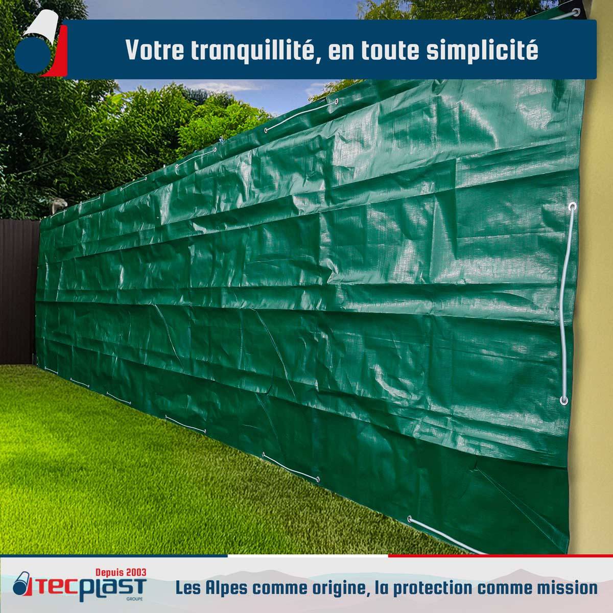 Bâche brise-vue Tecplast hq250bv 3x5 m - verte et marron - haute performance-4