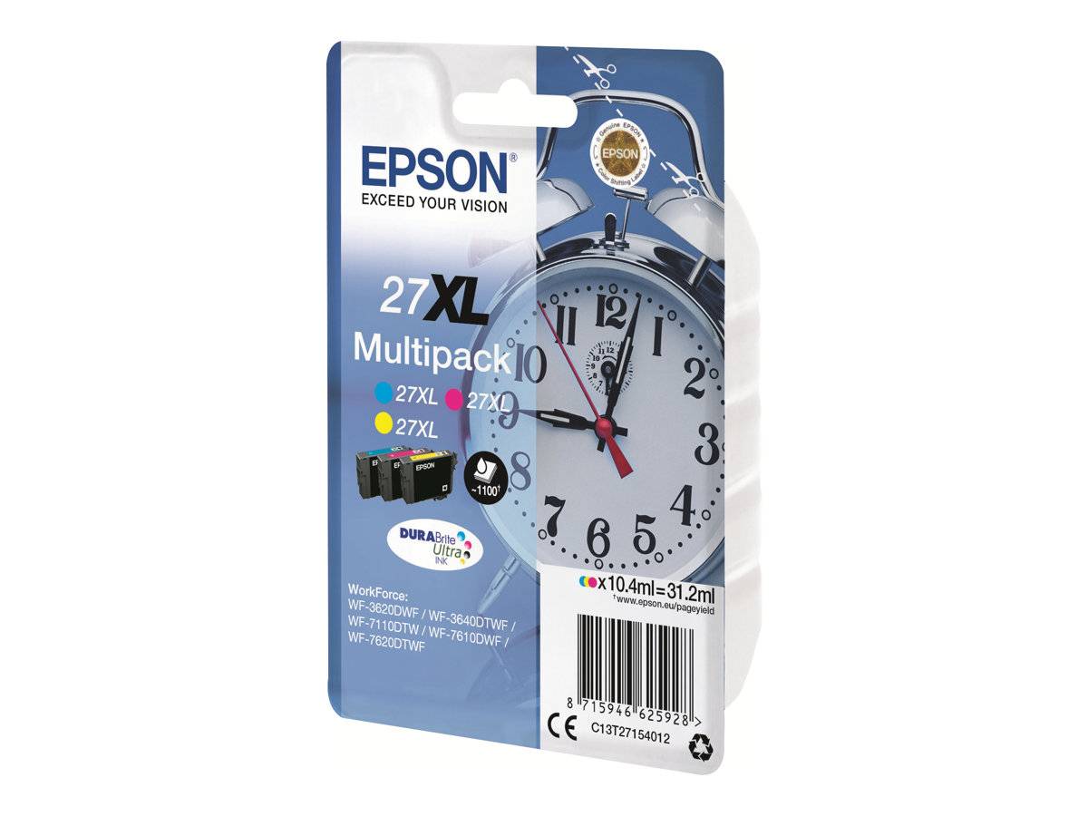 EPSON 1LB 27XL ink cartridge cyan magenta and yellow high capacity 3x10.4ml 3x1.100 pages combopack RF-AM blister - DURA-1