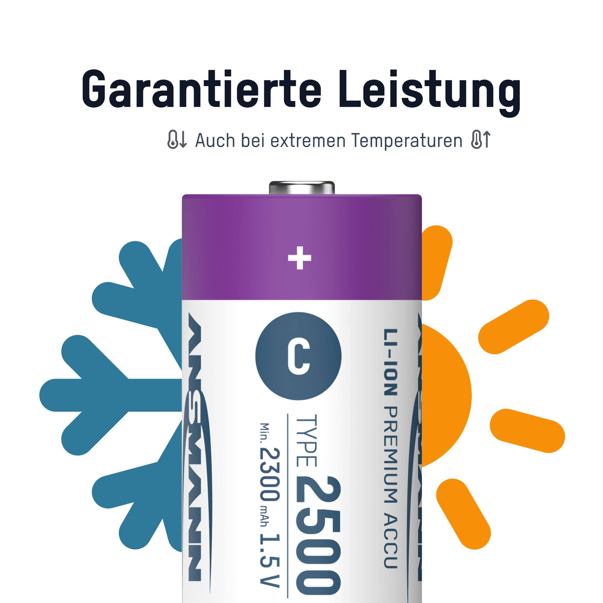 Ansmann Batterie Li.ion Baby C 1,5V 2500mAh, 1313-0004, blister de 2-2