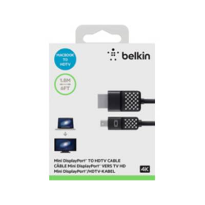 Câble adaptateur Belkin Mini-Display / HDMI Fiche mâle Mini DisplayPort, Fiche mâle HDMI-A 1.80 m noir F2CD080bt06 Câble-3