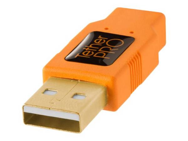 Tether Tools Câble USB  USB 2.0 USB-Mini-B mâle, USB-A mâle 4.60 m orange actif avec amplification du signal CU5451
