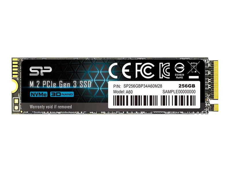 SILICON POWER SSD P34A60 256Go M.2 PCIe Gen3 x4 NVMe 2200/1600 Mo/s-0