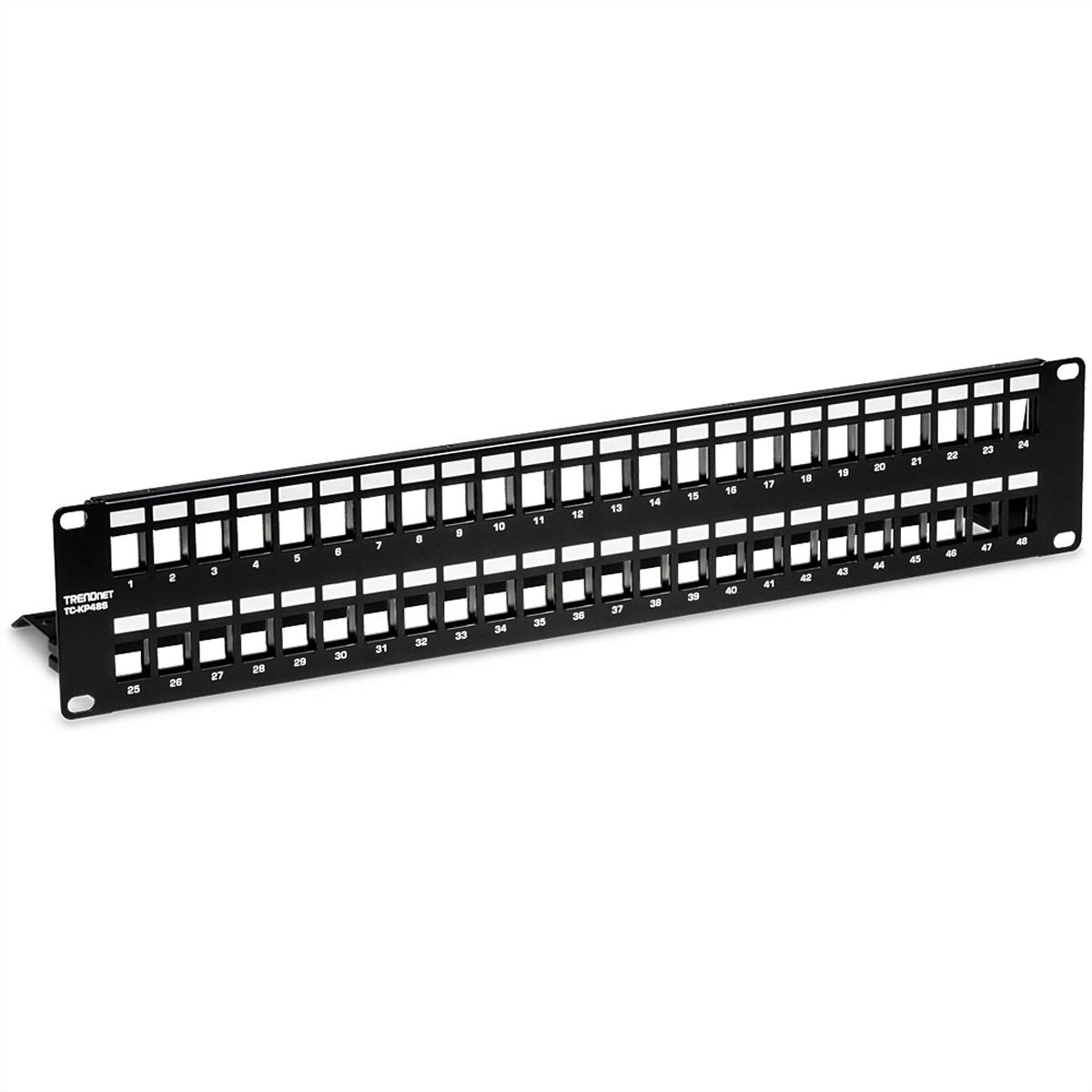 TRENDnet TC-KP48S Tableau de connexion blindé HD 2U Keystone vierge à 48 ports-0