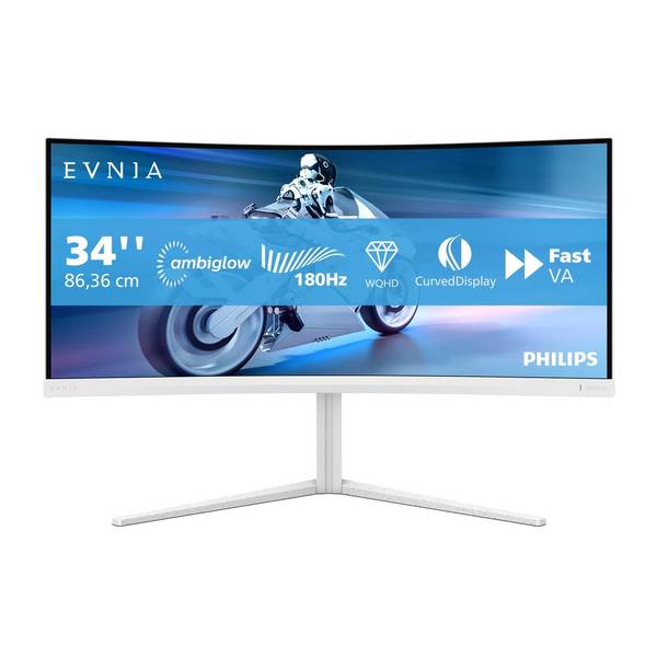 Philips Evnia 5000 34M2C5501A/00, 86,4 cm (34"), 3440 x 1440 pixels, Wide Quad HD, LCD, 1 ms, Blanc