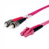 TELEGÄRTNER Câble adaptateur duplex 50/125 OM4, 2x ST, 1x LC Duplex, violet, 2 m