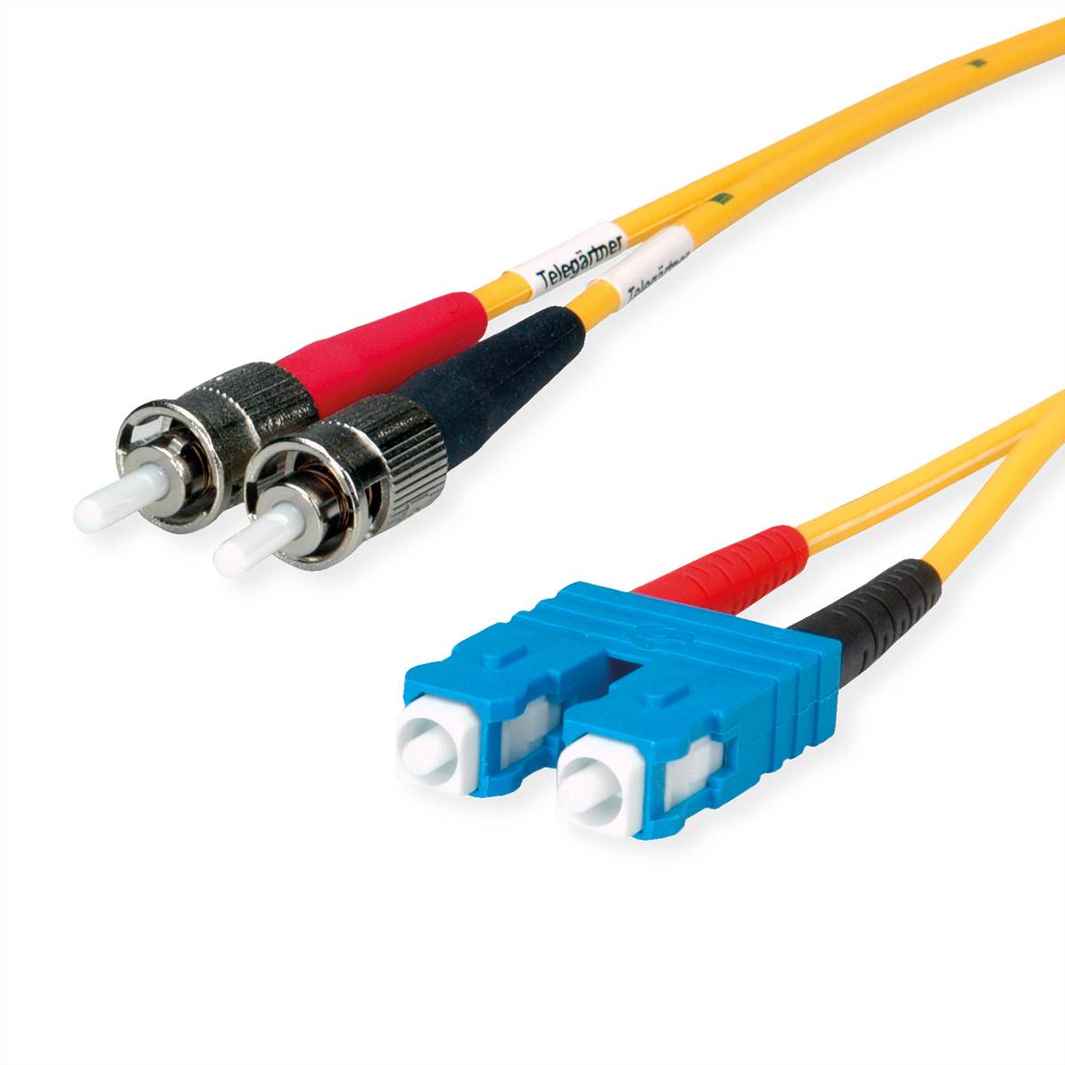 TELEGÄRTNER Câble adaptateur duplex 9/125 OS2, 2x ST mâle, 1x SC duplex mâle, jaune, 1 m-0