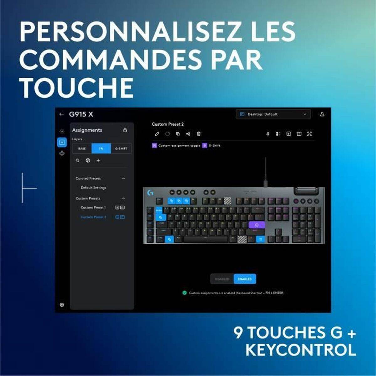 Logitech G G915 X, Avec fil, USB, Clavier mécanique, AZERTY, LED RGB, Noir-3
