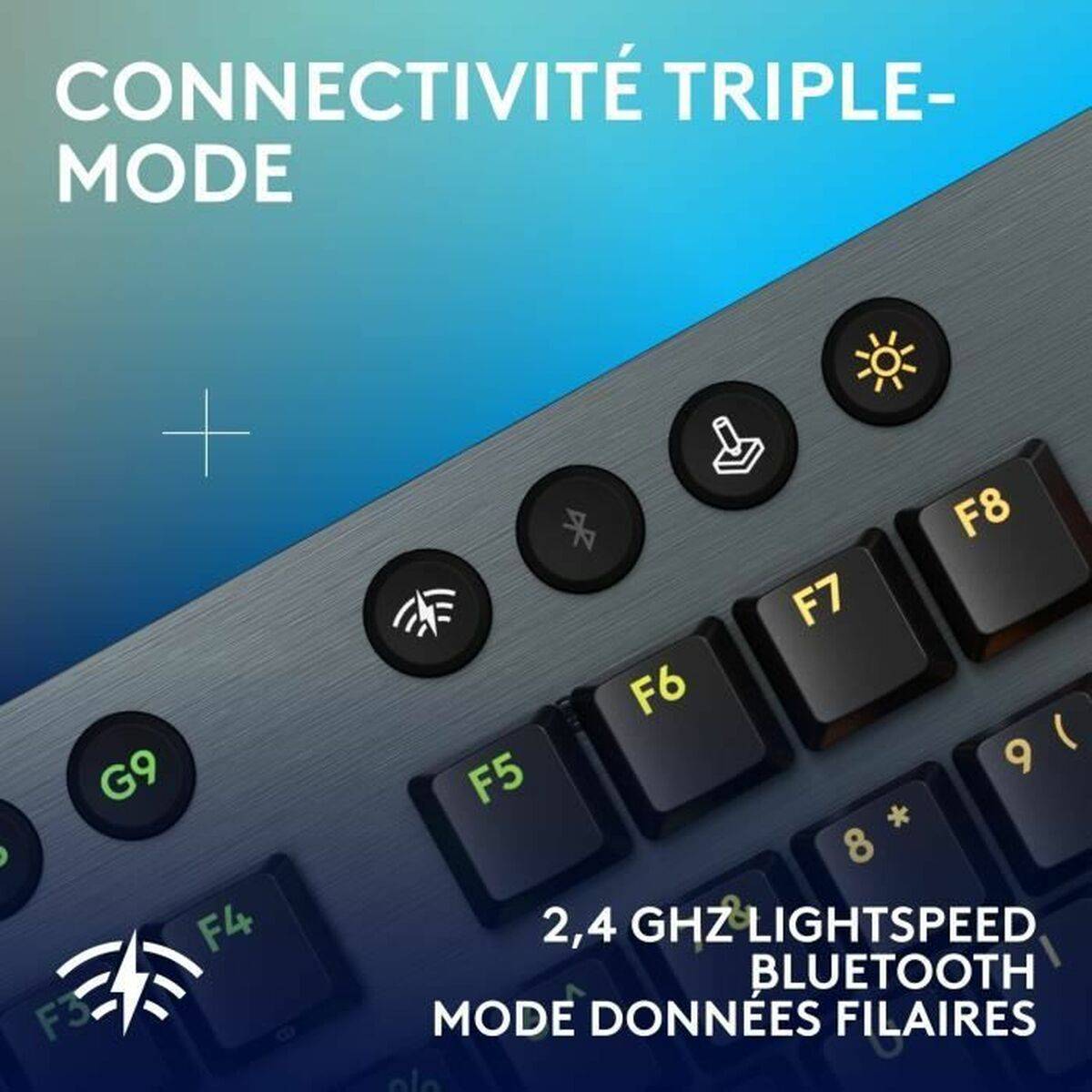 Logitech G G915 X LIGHTSPEED, Avec fil &sans fil, USB + RF Wireless + Bluetooth, Clavier mécanique, AZERTY, LED, Noir-4