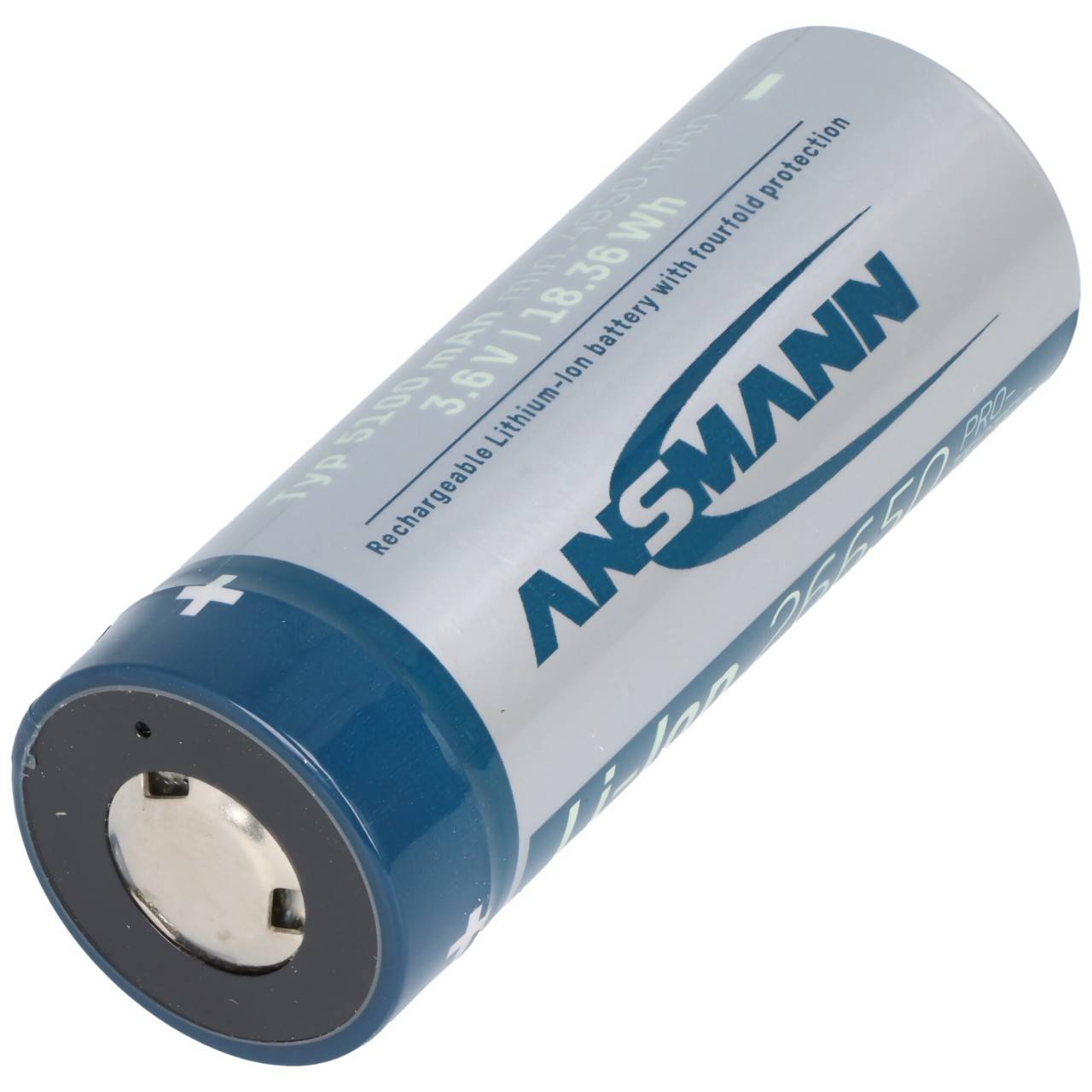 Batterie Li-Ion Ansmann 26650 avec prise de charge USB-C, 3,6 V 5 100 mAh min. 4 950 mAh, avec circuit de protection-1