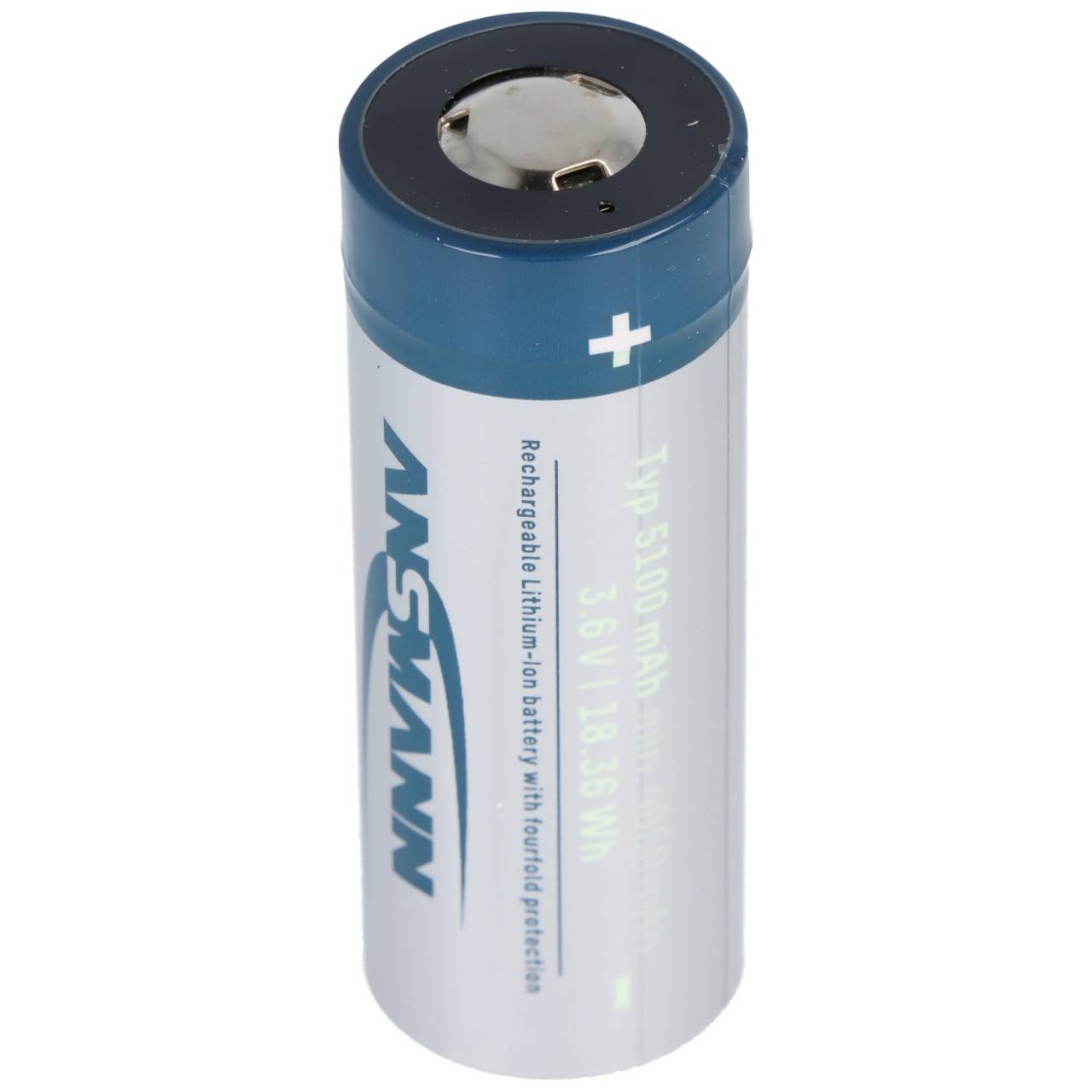 Batterie Li-Ion Ansmann 26650 avec prise de charge USB-C, 3,6 V 5 100 mAh min. 4 950 mAh, avec circuit de protection-3
