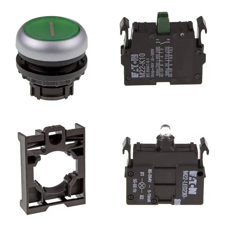 Bouton-poussoir lumineux produit-set Eaton M22-DL-G-X1/-A/-LED230-G/-K10-0