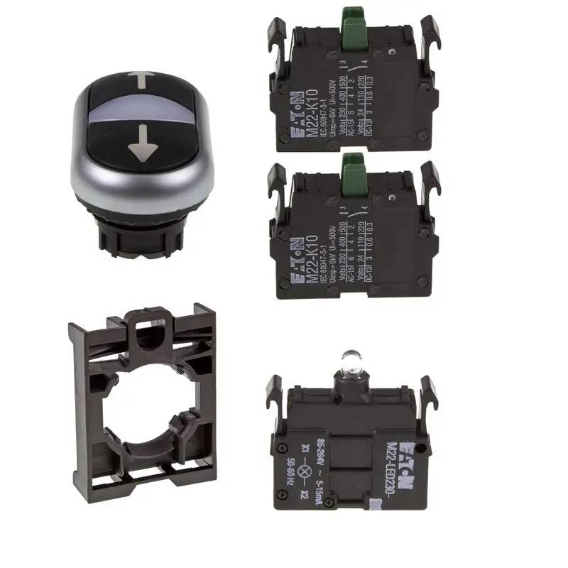 Bouton-poussoir double produit-set Eaton M22-DDL-S-X7/X7/-A/-LED230-W/-K10/-K10-0