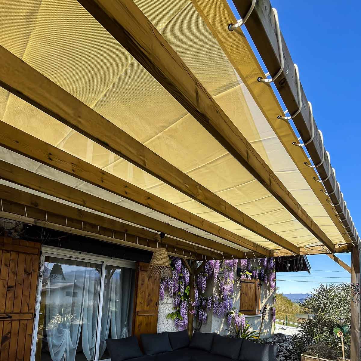 Toile pergola micro-perforée Tecplast mp460pr 3x3 m - ivoire - garantie 5 ans-0