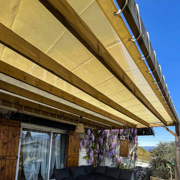 Toile pergola micro-perforée Tecplast mp460pr 3x3 m - ivoire - garantie 5 ans