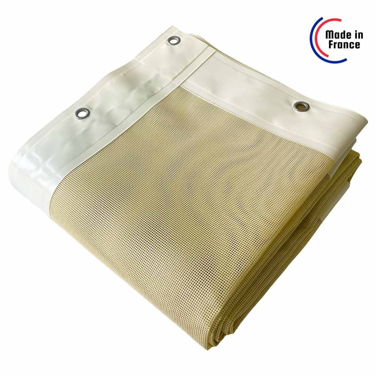 Bâche brise vue micro-perforée Tecplast mp460bv 3x3m - ivoire - garantie 5 ans-2